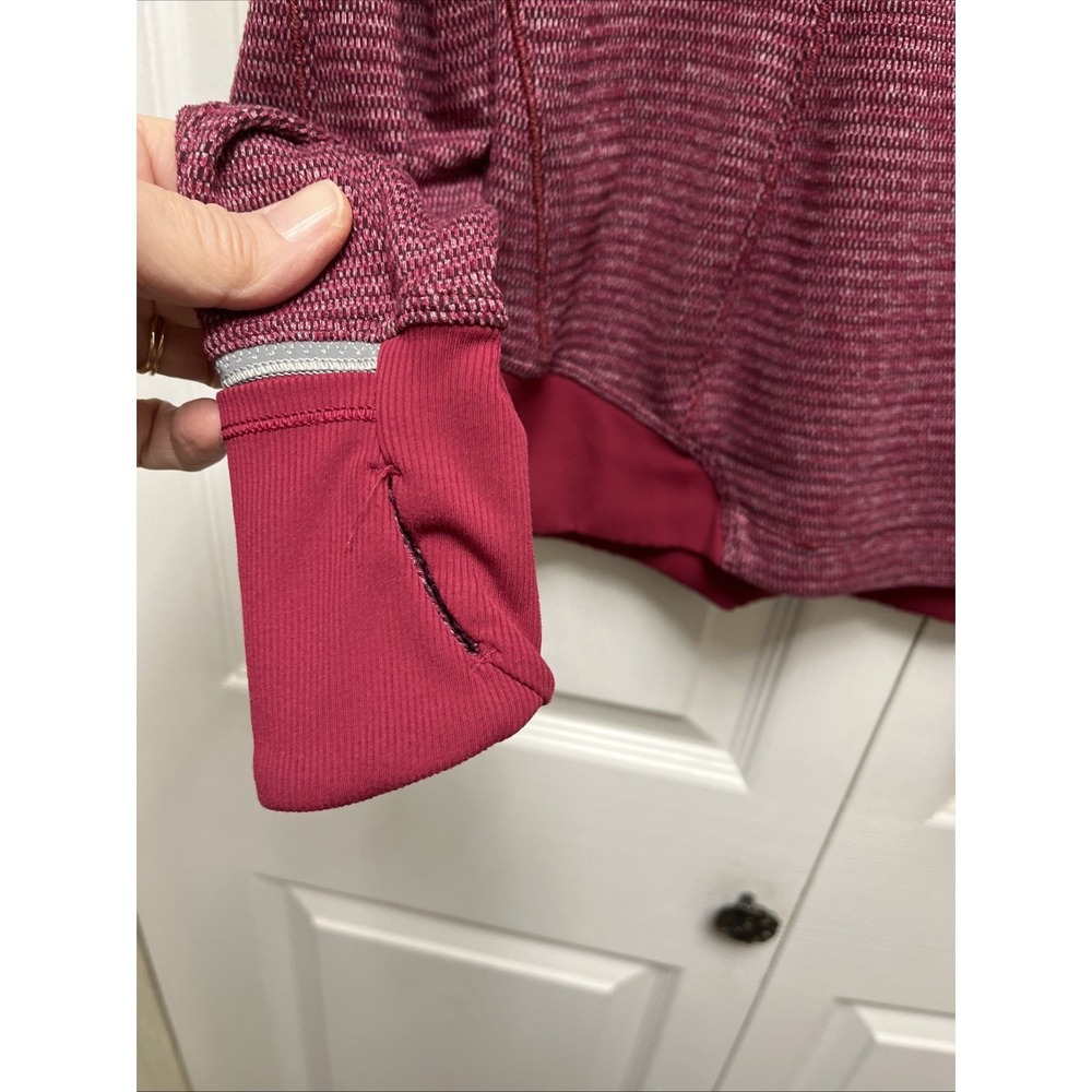 LULULEMON Runderful 1/2-Zip Womens 4 Mini Check Red Berry Rumble Running - Picture 4 of 9